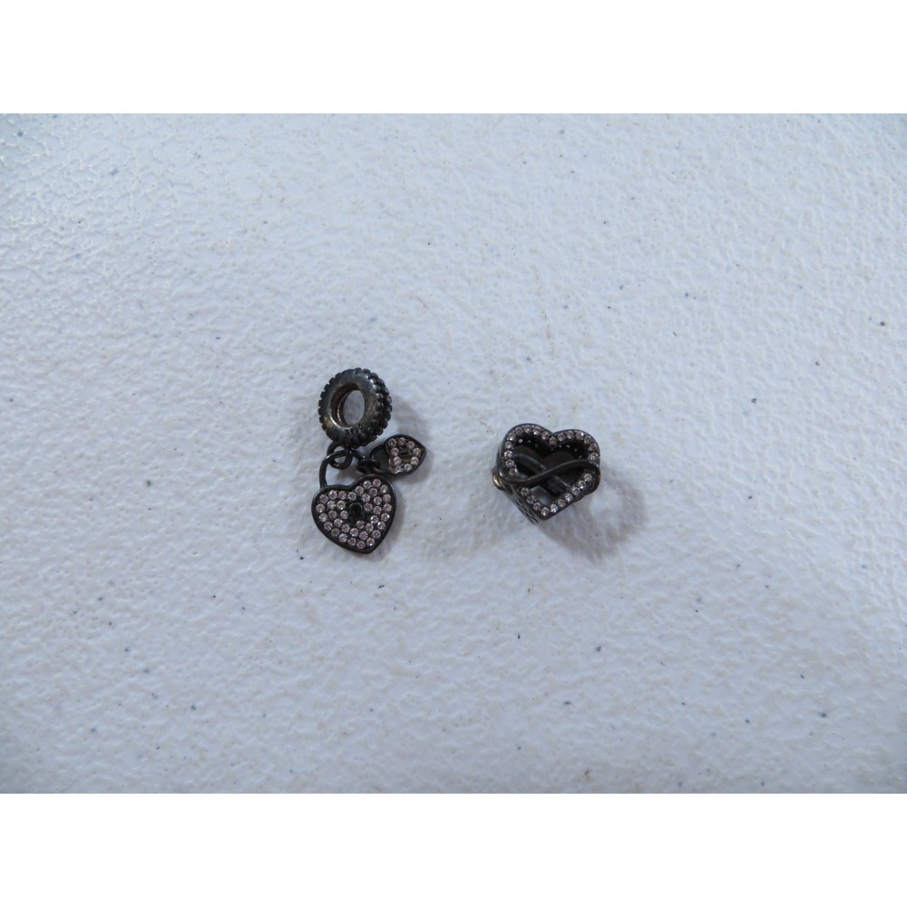 Lot of 2 Sterling Silver 925 Charm Bracelet Charms Lock Heart Dangle Infinity